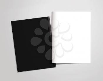 Template booklet cover on a white background. Top view. Clipping path.