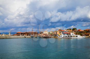 NESEBAR, BULGARIA, SEPTEMBER 06, 2013: Pleasure boats and yachts in the harbor of the old town of Nessebar on the bulgarian Black Sea boast. Sunny summer day.