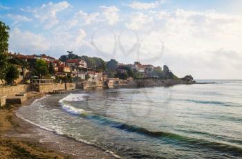 Seaside resort and ancient old town Nesebar in Bulgaria. Bulgarian Black Sea Coast.