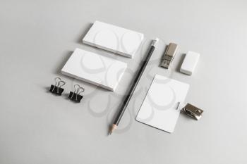 Blank stationery set on paper background. Corporate identity template. ID mockup. Mock up for branding identity. Responsive design mockup.