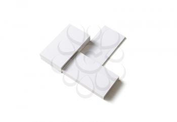Blank business cards on white background. Isolated with clipping path.