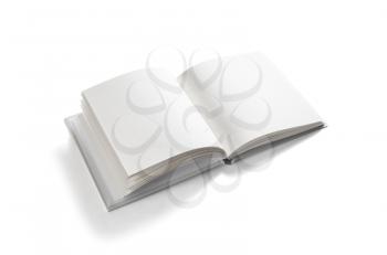 Book with blank white pages isolated on white background. Clipping path.