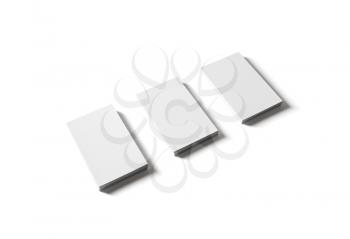 Three piles of blank business cards isolated on white background. Clipping path.