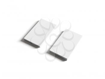 Two piles of blank business cards isolated on white background. Clipping path.