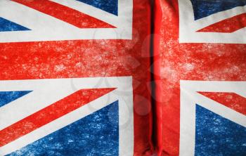 UK British flag cloth texture on pillows. Union Jack. Great Britain background.