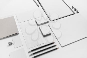Branding stationery mockup on white paper background. Blank objects for placing your design.