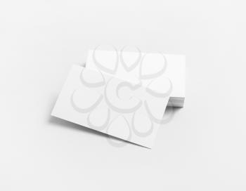 Blank white business cards on paper background. Mockup for branding identity. Template for design presentations and portfolios.