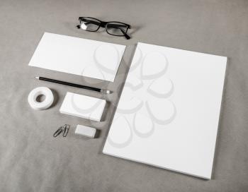Blank stationery set on paper background. Corporate identity template. ID mockup. Mock up for branding identity.