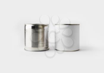 Two blank food tin cans. Template for placing your design.