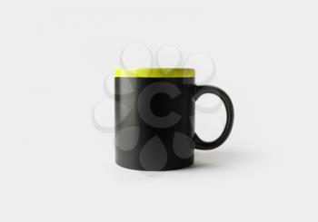 Blank black tea cup or coffee mug. Responsive design mockup.