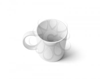 Blank white mug for coffee or tea isolated on white background. Cup mock-up. Clipping path.