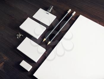 Blank stationery set on table. Template for branding identity.
