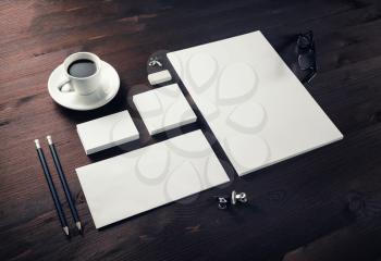Blank branding identity set on gray background. Corporate stationery template. For design presentations and portfolios.