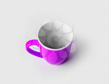 Purple ceramic cup or mug for coffee or tea.