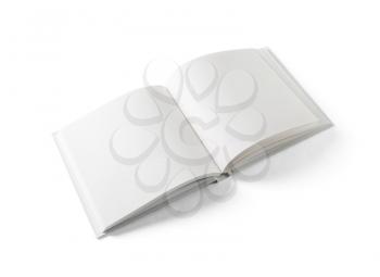 Mockup of opened blank square book at white background. Isolated with clipping path.