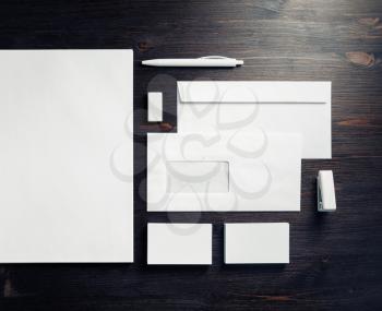 Blank stationery template for placing your design. Mockup for branding identity. Top view. Flat lay.