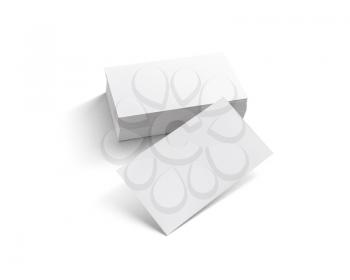 Blank business cards on white background. Template for ID. Isolated with clipping path.