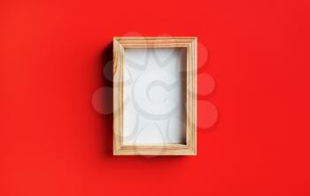 Blank frame or photo frame on red paper background. Responsive design mockup.