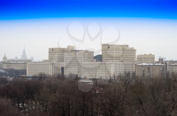 Moscow Ministry of Defense view from above background