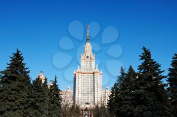 Main building of Moscow State University city background hd