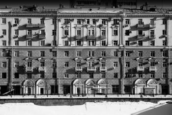 Black and white building in Moscow architecture backdrop hd