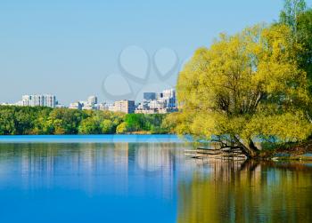 Moscow river city park scape background