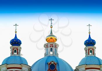 Three Moscow church domes background