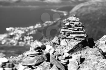 Black and white Norway zen rock towers background hd