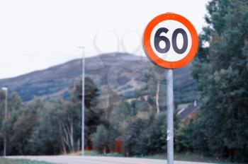60 speed limit road sign background hd