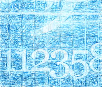 Blue school numbers written with pencil illustration background hd