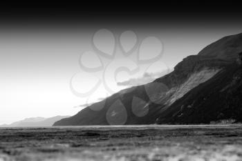 Black and white mountain with bokeh beach landscape background hd