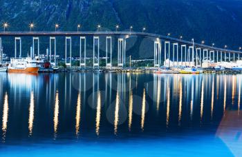 Norway evening bridge with flare background hd