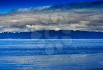 Norway ocean tidal waves with horizon mountain landscape background hd