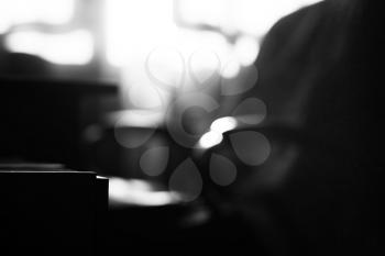 Black and white office dusty chair bokeh background hd