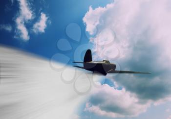 Horizontal vivid vintage combat pursuit plane composition background backdrop