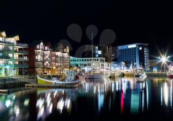 Horizontal night lights of Norway town background