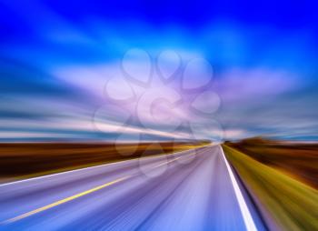 Horizontal vivid vibrant Norway highway motion blur abstraction background backdrop