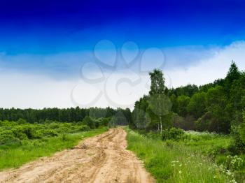 Horizontal classic Russian road landscape background
