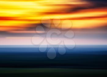 Horizontal vivid sunset landscape travel motion abstraction