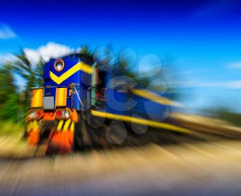 Horizontal vivid moving train abstraction background backdrop