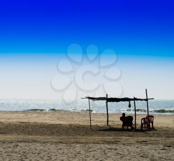 Horizontal vivid man meeting bright morning at sandy beach landscape background backdrop