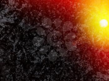 Horizontal dramatic deep space with sun illustration background
