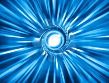 Horizontal blue space teleport swirl abstraction background