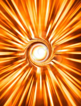 Vertical orange sun rays swirl abstraction background