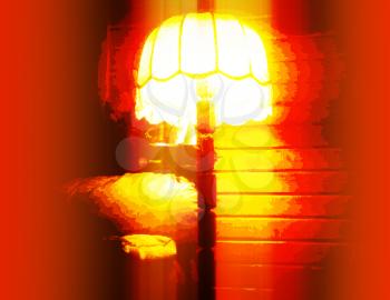 Glowing floor lamp 8-bit pixel art backdrop hd