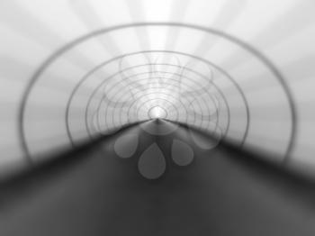 Horizontal black and white virtual tunnel illustration background
