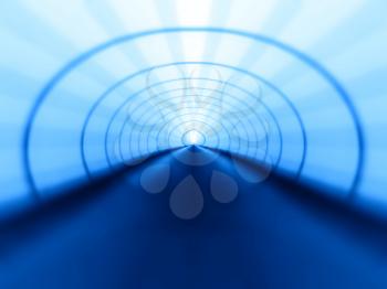 Horizontal blue virtual tunnel illustration background
