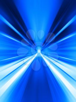 Blue abstract teleport tunnel motion blur background
