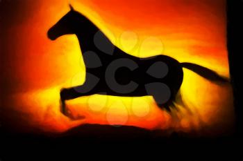 Running horse illustration background hd