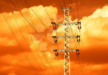 Sunset power line background hd